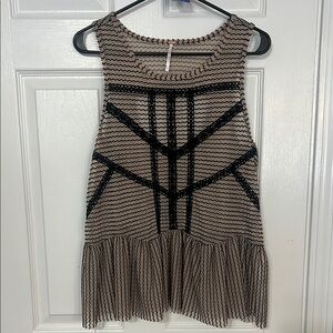 Free People Black and Beige Sleeveless Top